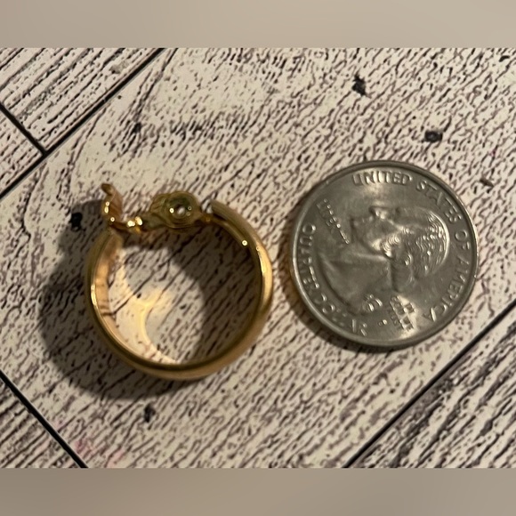 MONET Vintage Gold Small Hoops Clip on Earrings - Picture 4 of 4